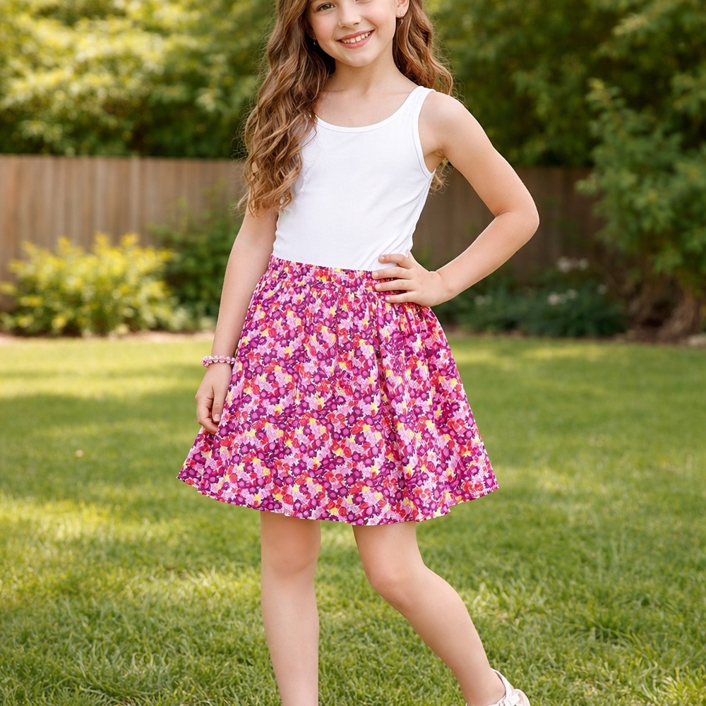 American Girl Pink Floral Casual Skirt size 16
